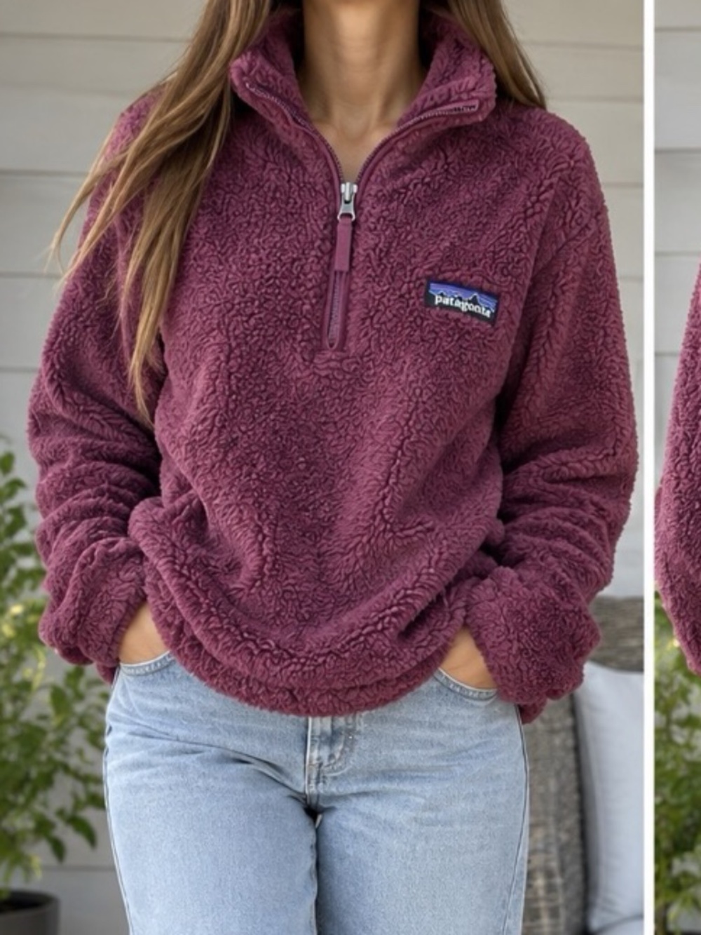 patagonia fleece 1/3 zip pullover berry Smal